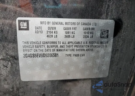 2013 Buick Regal Premium из США, поврежденный, VIN 2G4GS5EV9D9206581